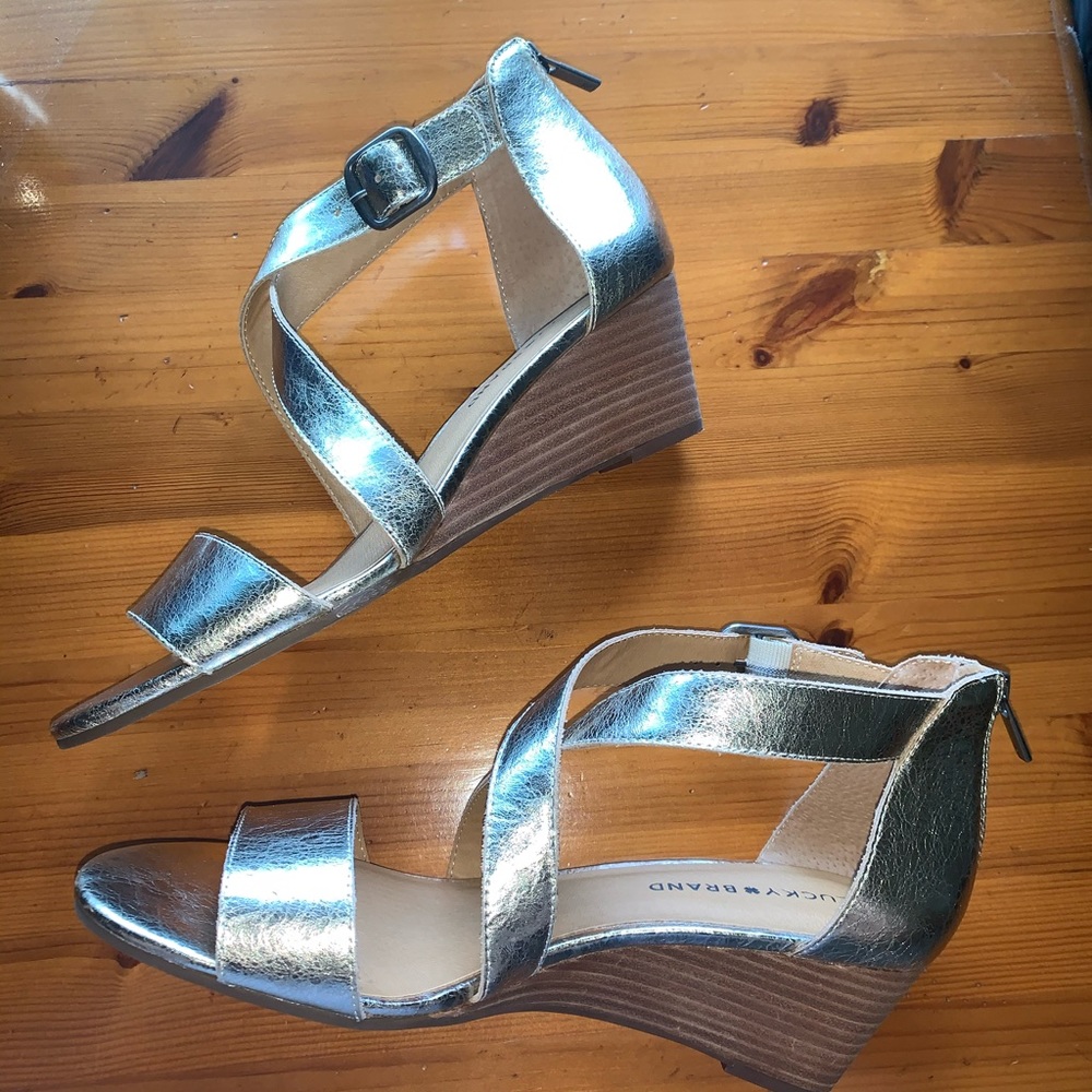 Lucky Brand Gold Wedge Sandals
